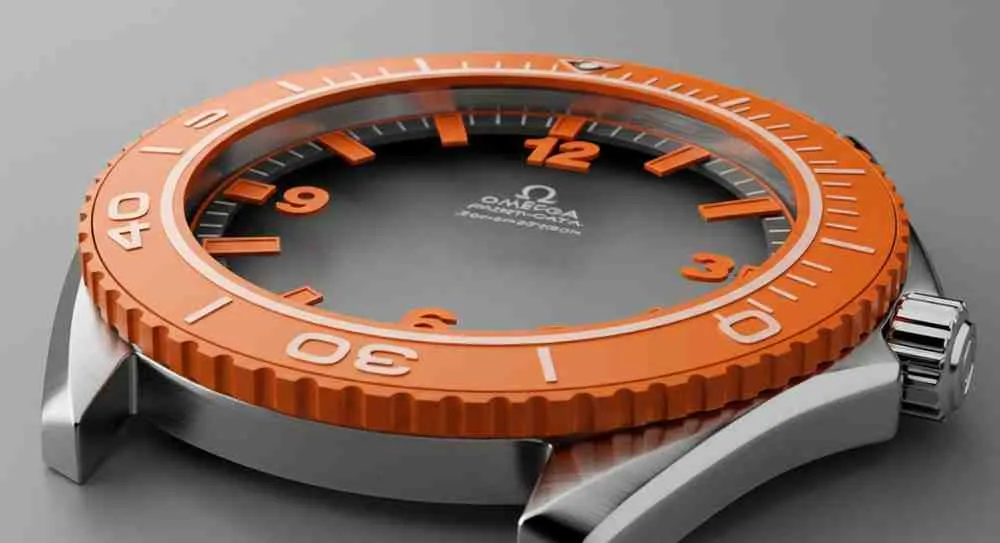 44.1mm orange omega planet ocean bezel insert